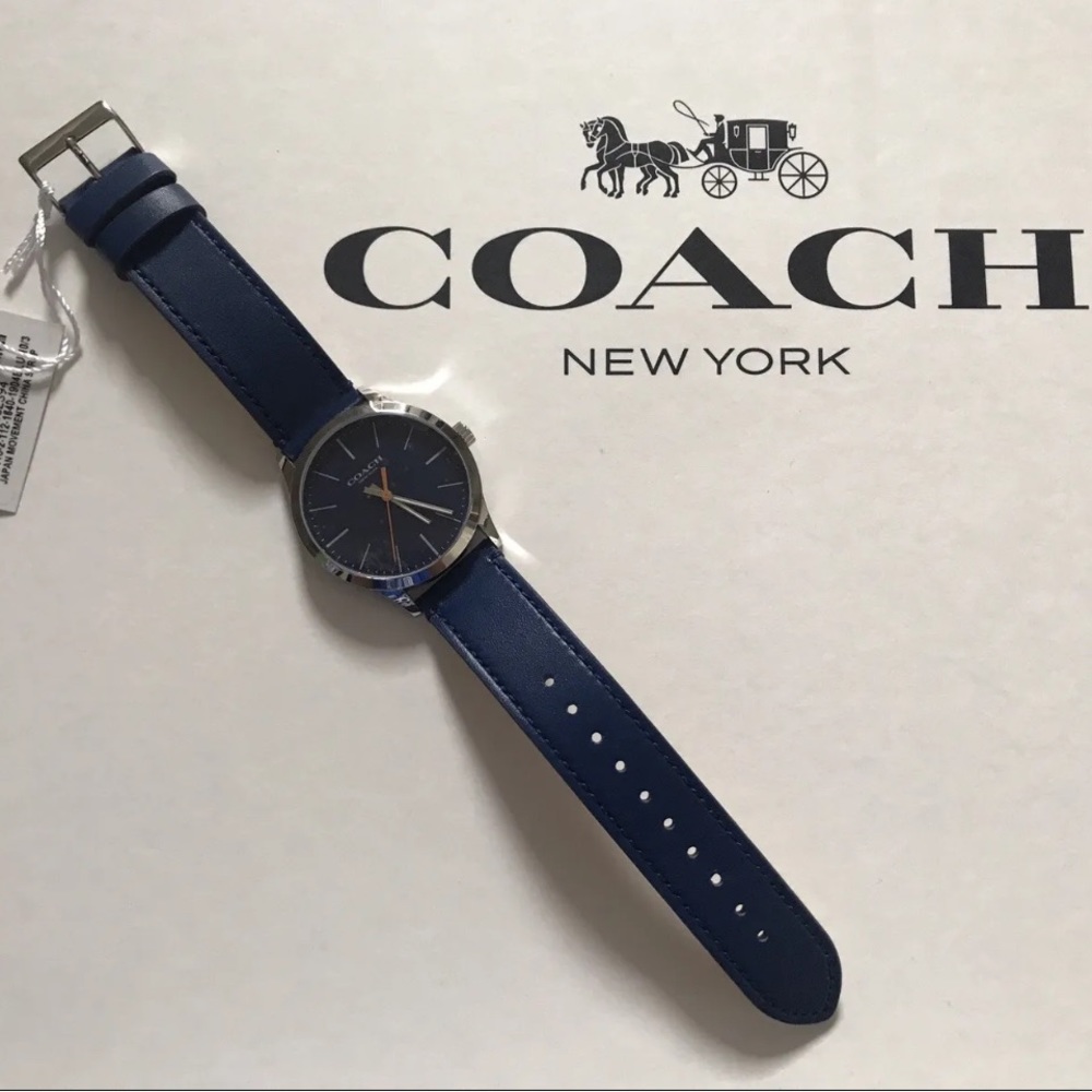 NWT COACH BAXTER WATCH 39MM W1582 NAVY BLUE